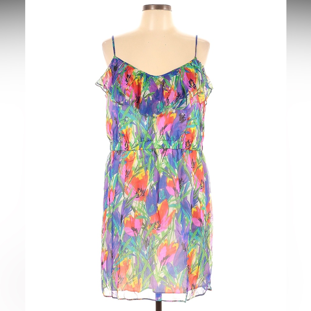 Shoshanna Women's Floral Silk Dress Standard Size 10 Spaghetti Strap Knee Length